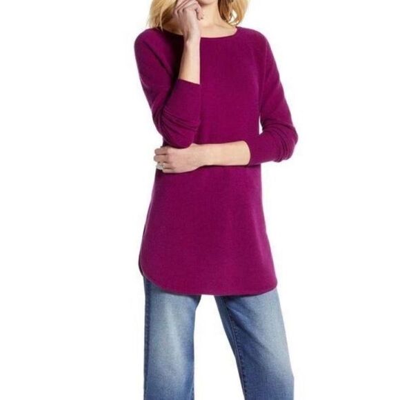 Halogen Cashmere Blend Crewneck Sweater Size‎ Medium Fuchsia - Picture 1 of 9